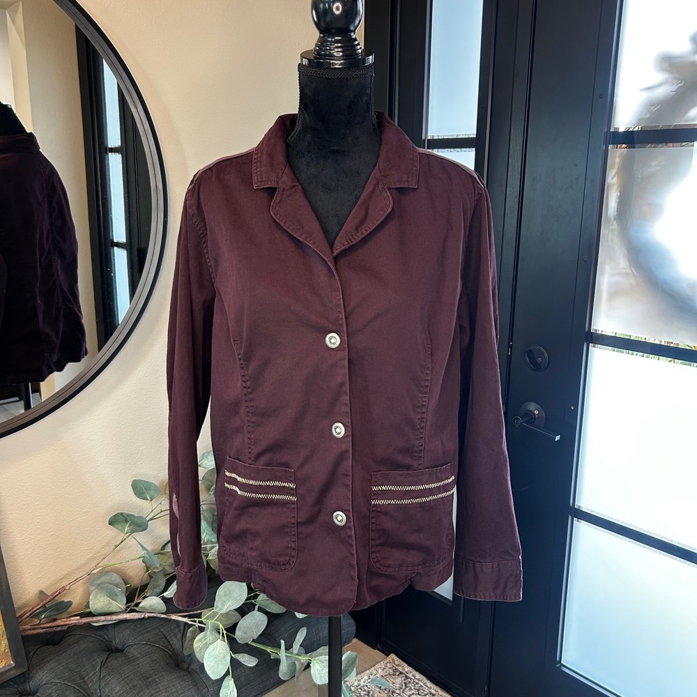 Columbia Sportswear Womens XL Burgundy Cotton Twill Utility Jacket AL7307